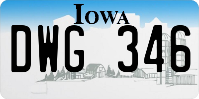 IA license plate DWG346
