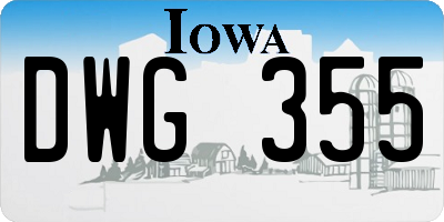 IA license plate DWG355