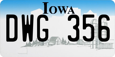 IA license plate DWG356