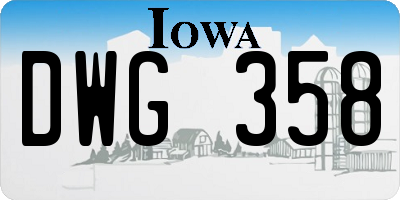 IA license plate DWG358