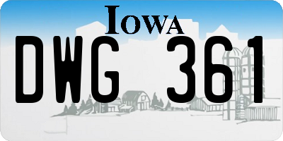 IA license plate DWG361