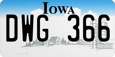 IA license plate DWG366