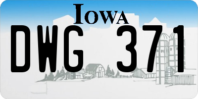 IA license plate DWG371