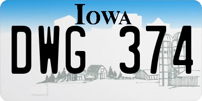 IA license plate DWG374