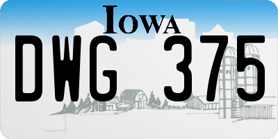 IA license plate DWG375