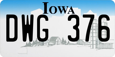 IA license plate DWG376