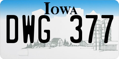 IA license plate DWG377