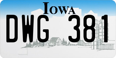 IA license plate DWG381