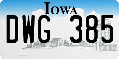 IA license plate DWG385