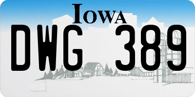 IA license plate DWG389