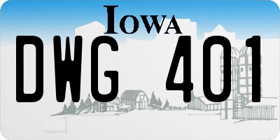 IA license plate DWG401