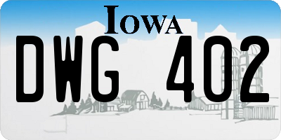 IA license plate DWG402