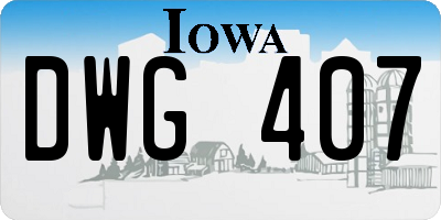 IA license plate DWG407