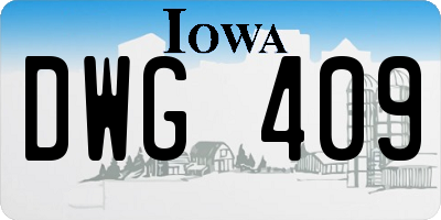 IA license plate DWG409