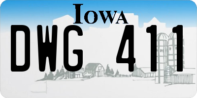 IA license plate DWG411