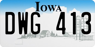 IA license plate DWG413