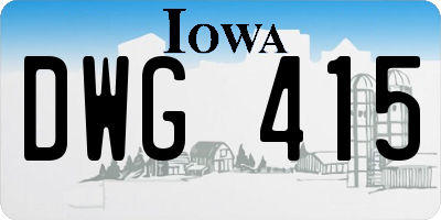 IA license plate DWG415