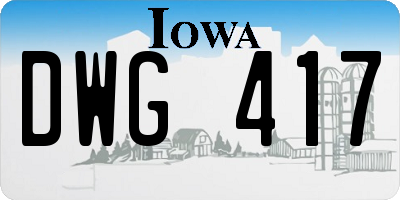 IA license plate DWG417