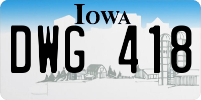 IA license plate DWG418