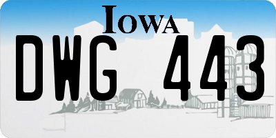 IA license plate DWG443