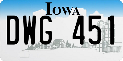 IA license plate DWG451