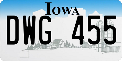 IA license plate DWG455