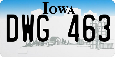 IA license plate DWG463