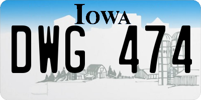 IA license plate DWG474