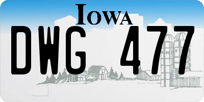 IA license plate DWG477