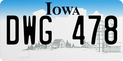 IA license plate DWG478