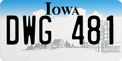 IA license plate DWG481