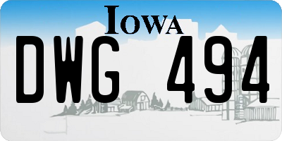 IA license plate DWG494