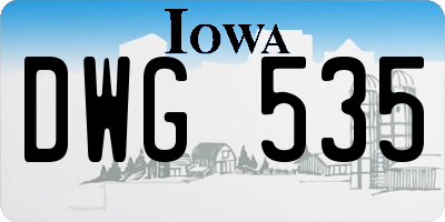 IA license plate DWG535