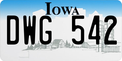 IA license plate DWG542