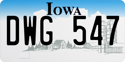 IA license plate DWG547