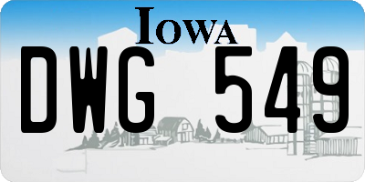 IA license plate DWG549