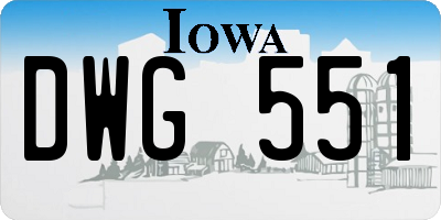 IA license plate DWG551