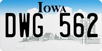 IA license plate DWG562