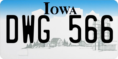 IA license plate DWG566