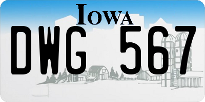 IA license plate DWG567
