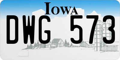 IA license plate DWG573