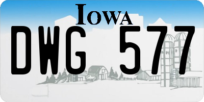 IA license plate DWG577