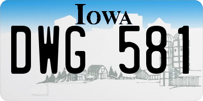 IA license plate DWG581