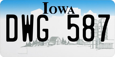 IA license plate DWG587