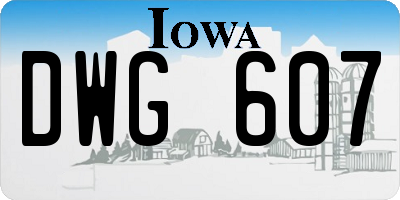 IA license plate DWG607