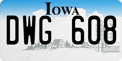 IA license plate DWG608