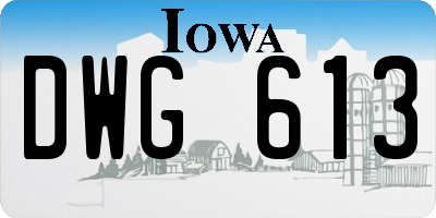 IA license plate DWG613