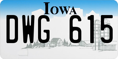 IA license plate DWG615