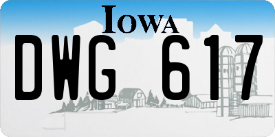 IA license plate DWG617