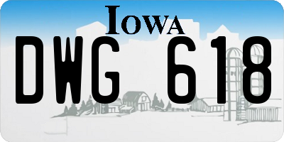 IA license plate DWG618